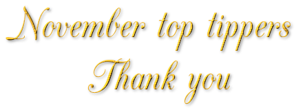 November top tippers        Thank you